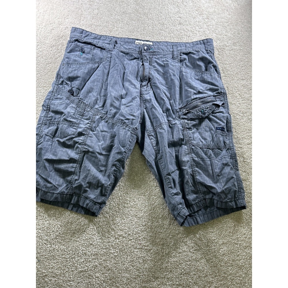 Projek Raw Shorts Mens XL Gray Cargo‎ Utility Zip Pocket Bermuda 100% Cotton